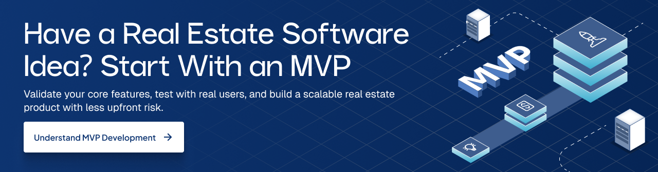 Real estate MVP development banner for validating features and building a scalable software product